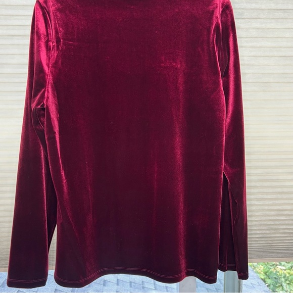 INC International Concepts Elegant Maroon Velvet Cut-Out Top Soft Quiet Luxury - Picture 9 of 14
